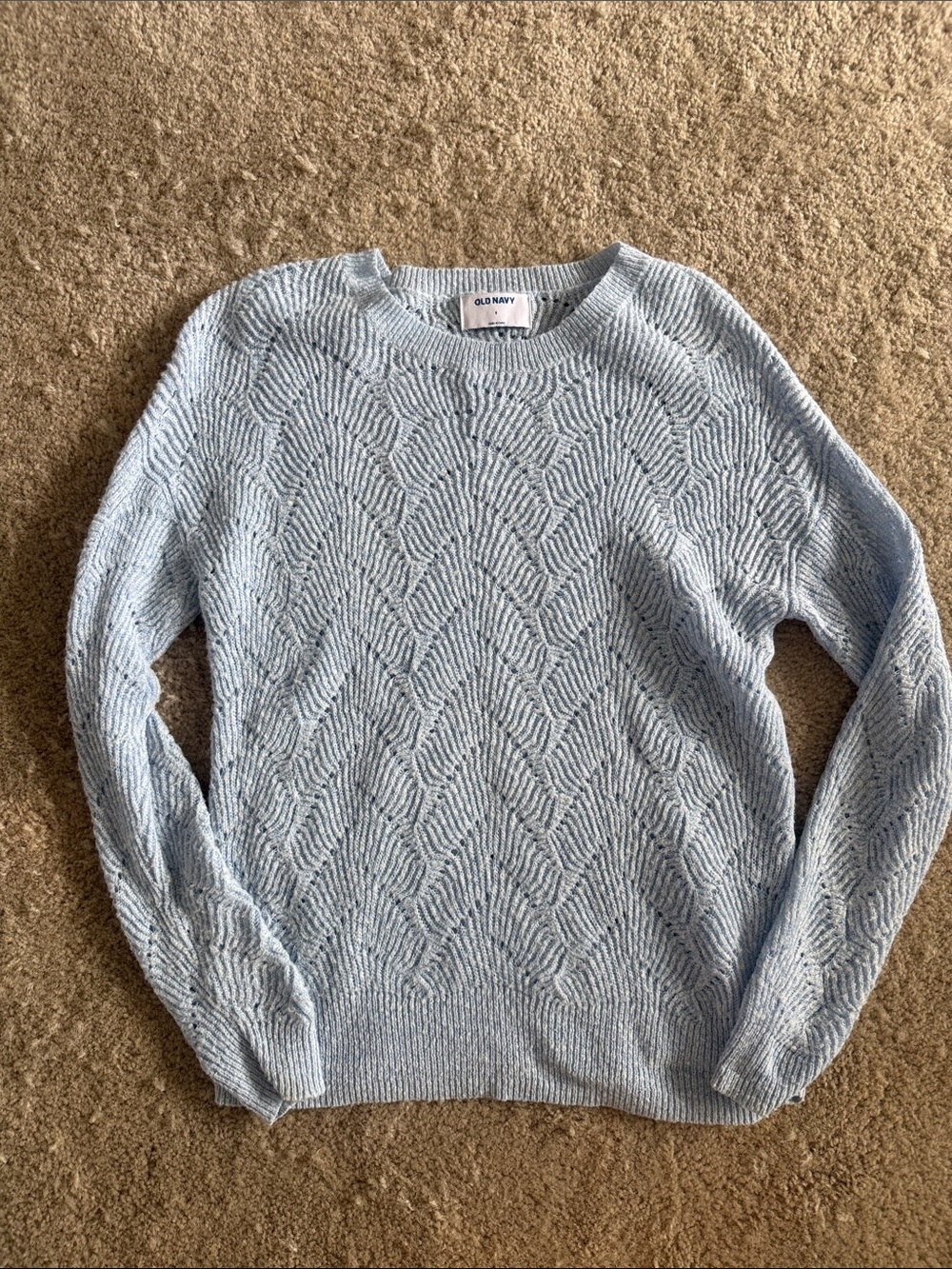 Old Navy Pale Blue Chevron-Textured Crewneck Sweater